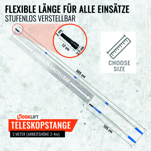 Teleskopstange 3m mit Adapter – Bild 5